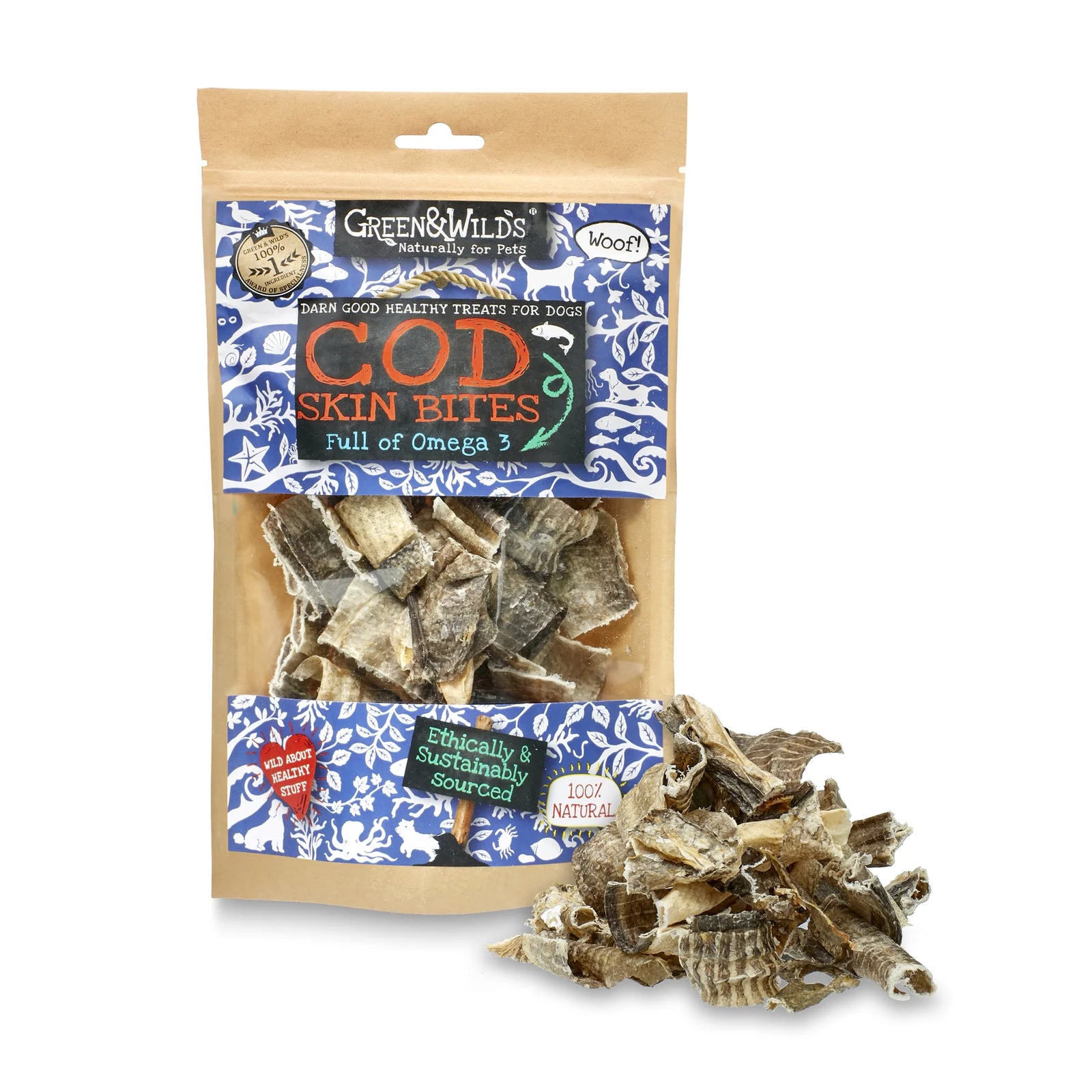 Green Wilds cod skin dog treats