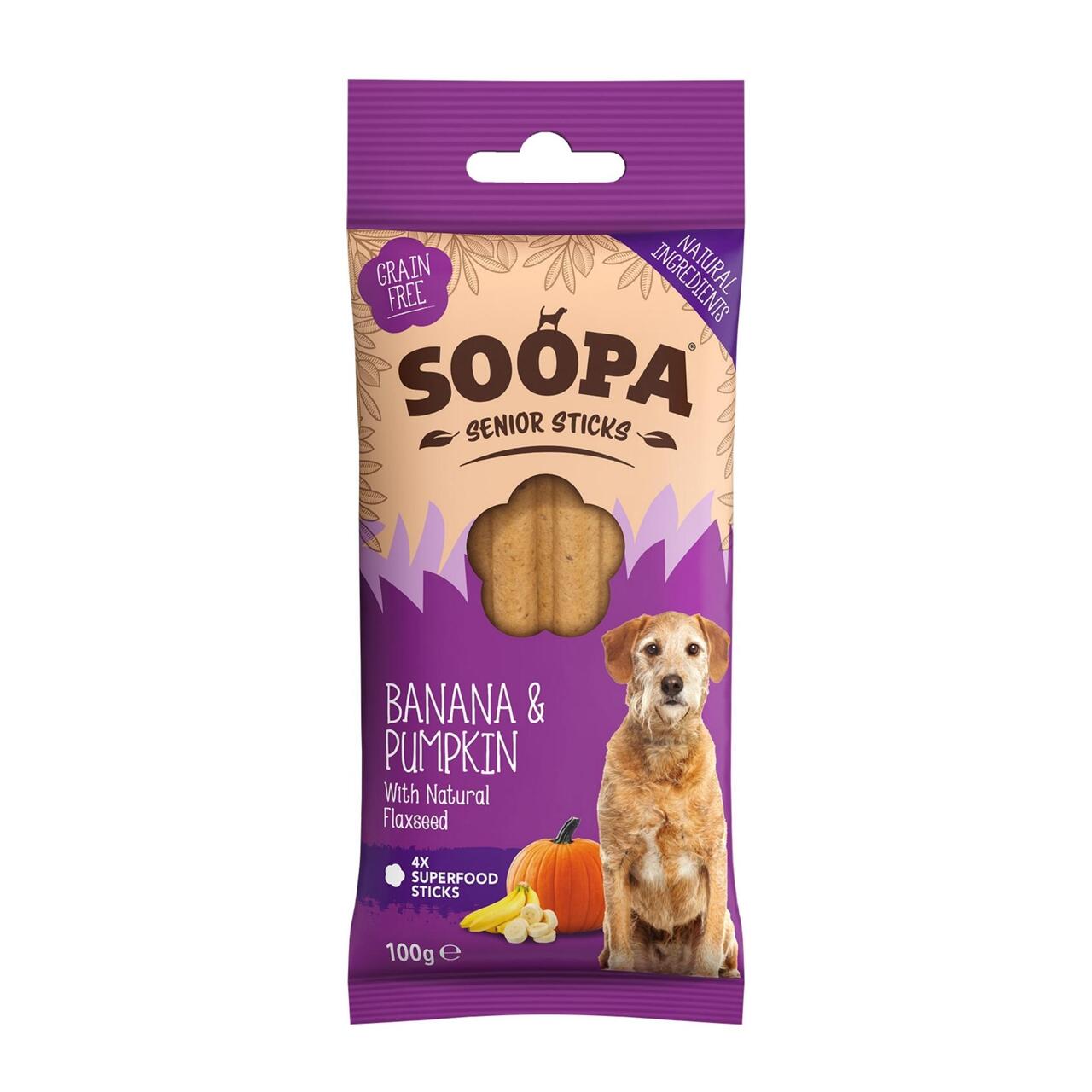 Soopa Banana & Pumpkin dental sticks for senior dogs