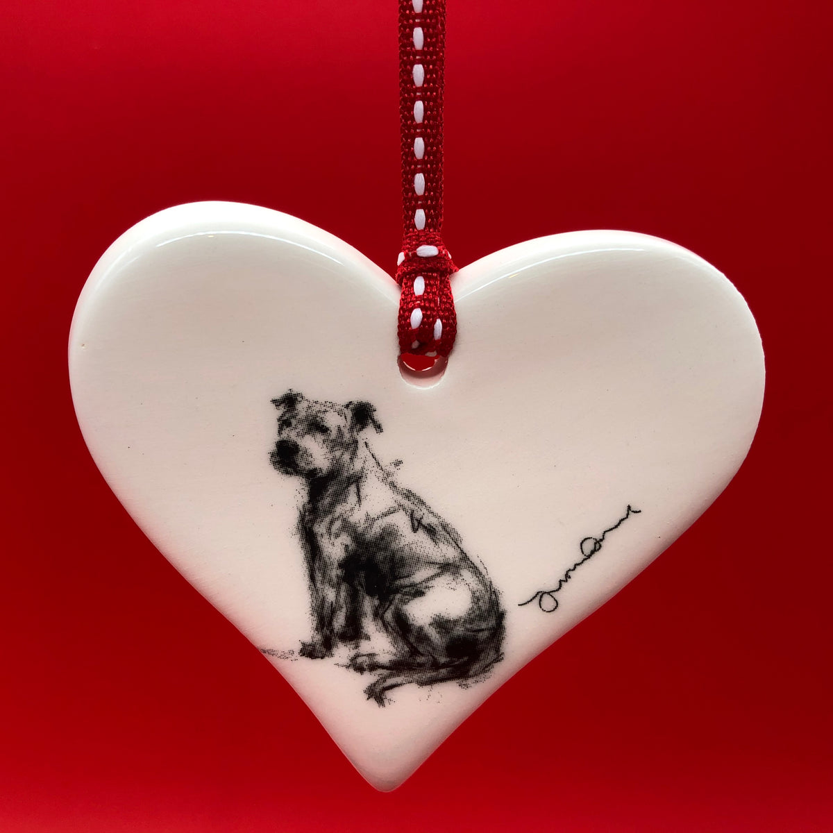 Staffy ceramic heart