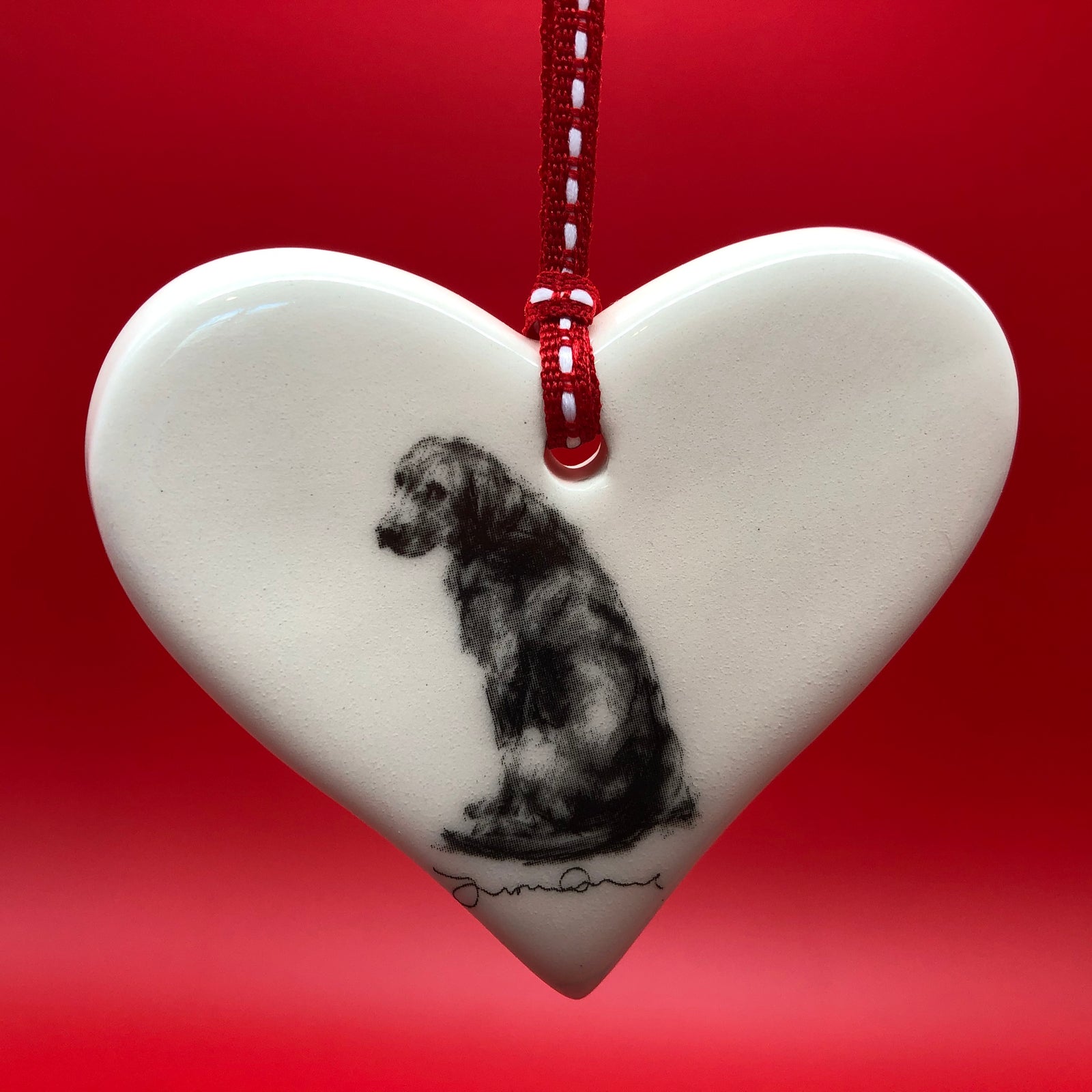 Yellow Labrador ceramic heart