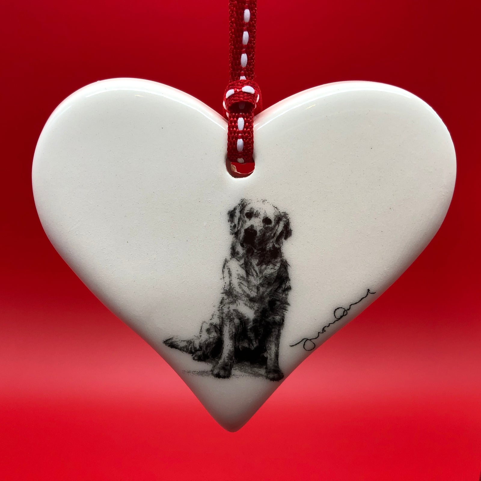 Golden Retriever ceramic heart