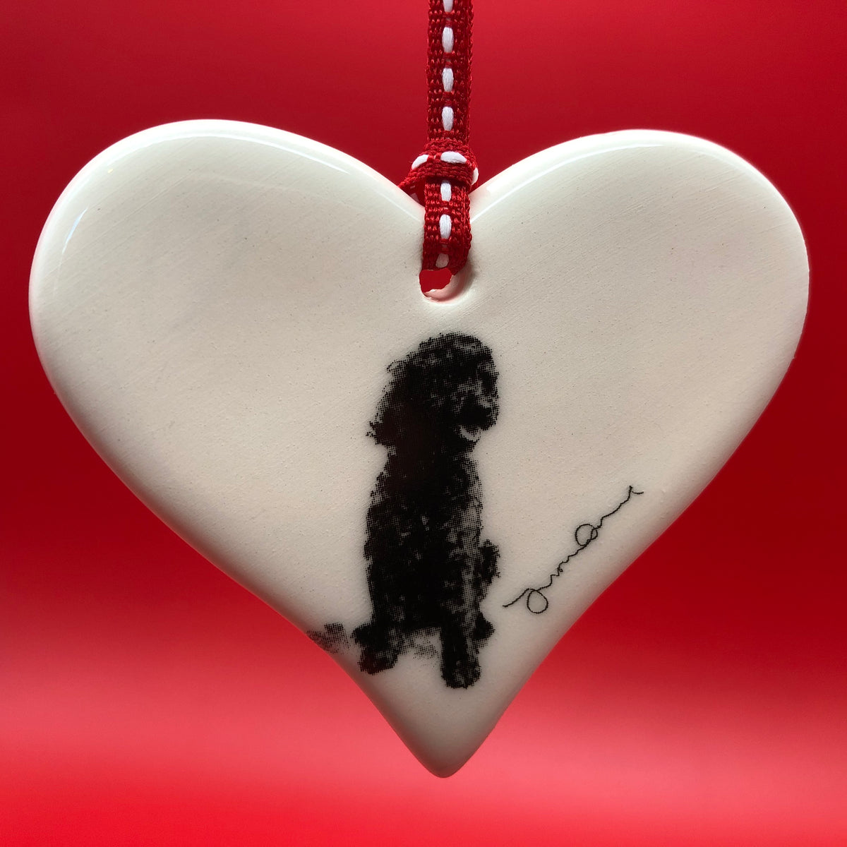 Poodle Ceramic Heart