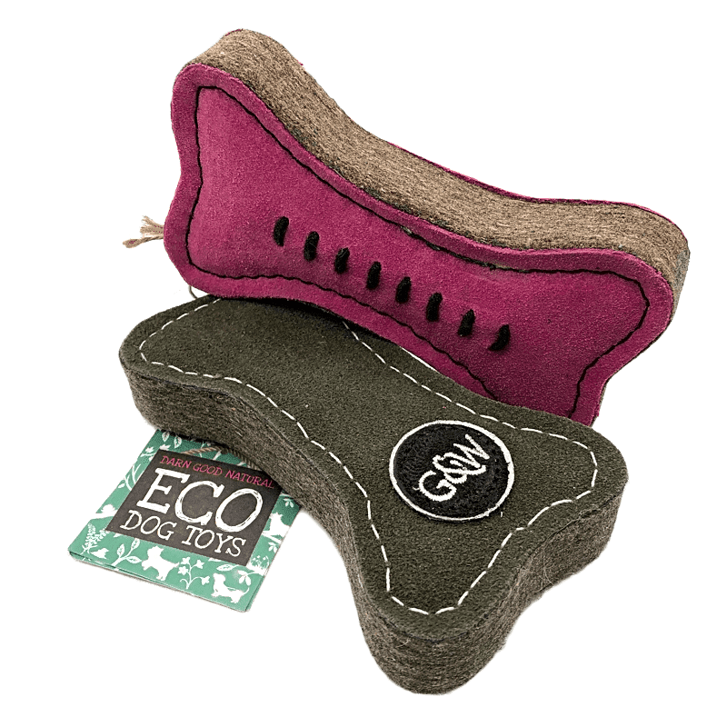 Pinkie &amp; green bone eco friendly dog toy