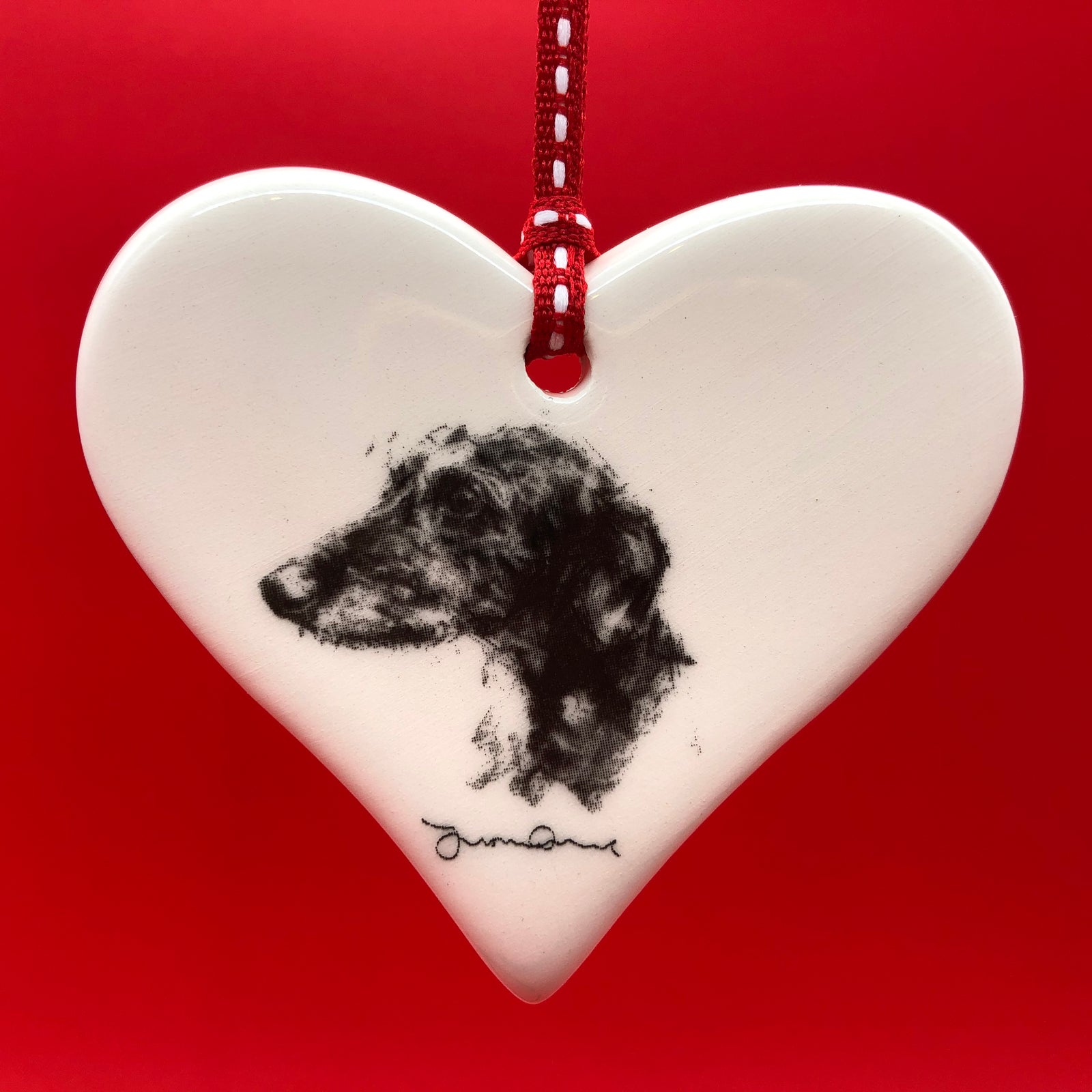 Lurcher ceramic heart